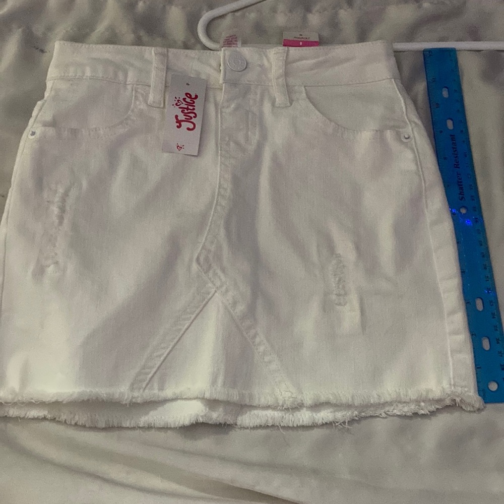 white, jean/denim skirt, size 8